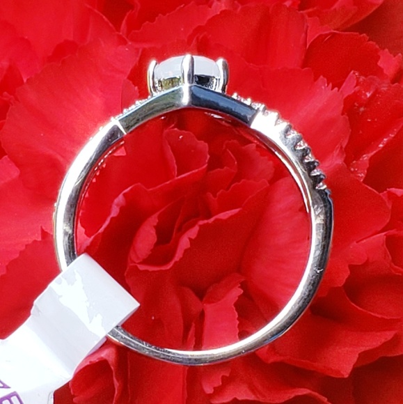 White Moonstone and White Topaz on a Rhodium Band - Picture 3 of 3